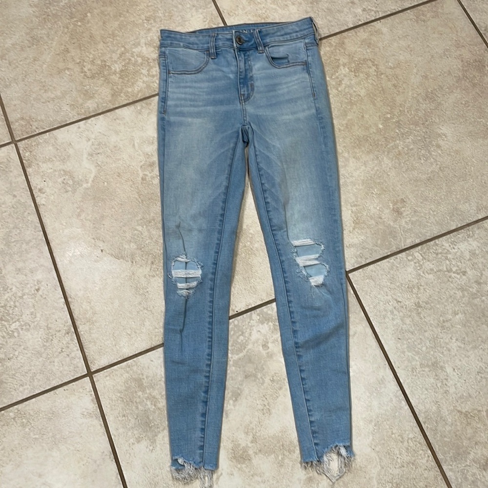American Eagle Patched High Rise Jegging Crop Jeans 2